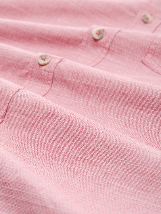 Regular-fit shirt with a breast pocket - red white horizontal structure