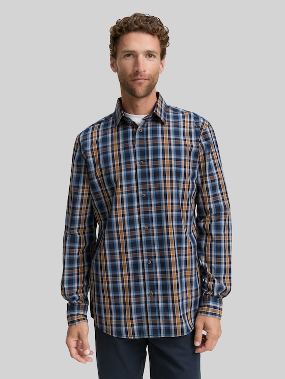 Regular fit shirt with chequered pattern - navy blue shades check