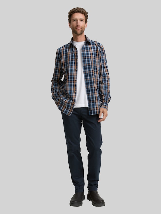 Regular fit shirt with chequered pattern - navy blue shades check