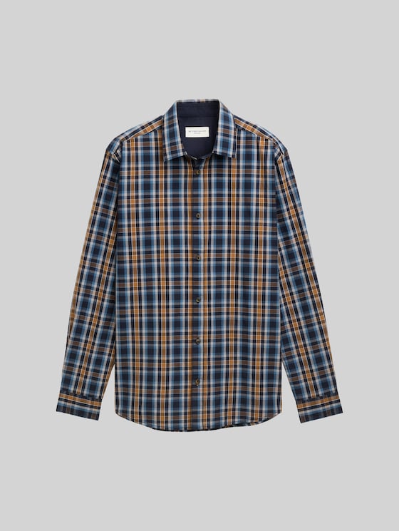 Regular fit shirt with chequered pattern - navy blue shades check