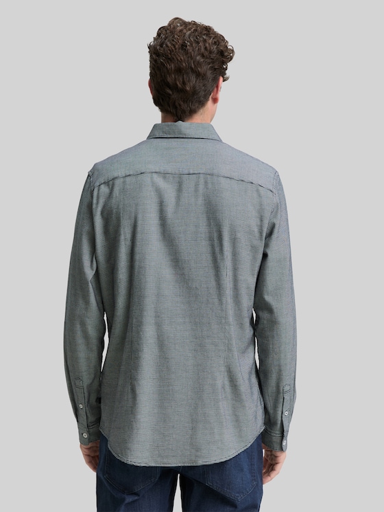 Slim fit shirt with stretch - navy squared structure