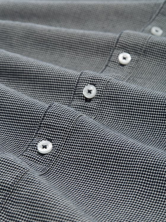Slim fit shirt with stretch - navy squared structure