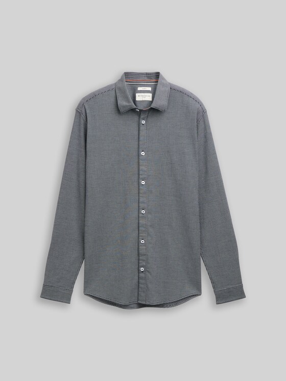 Slim fit shirt with stretch - navy squared structure