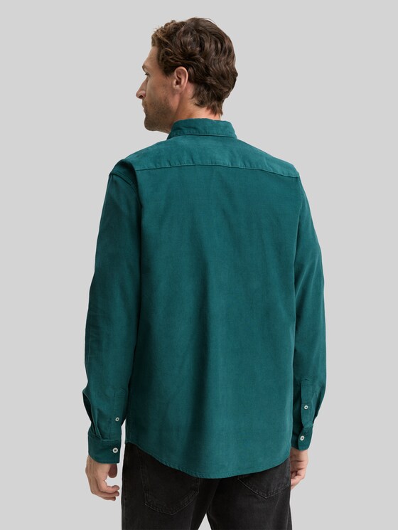 Regular-fit corduroy shirt with breast pocket - Jasper Green