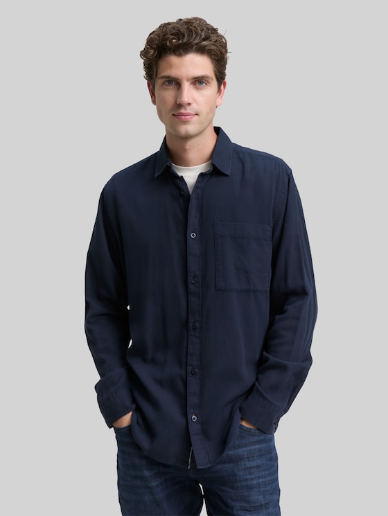 Regular-fit cotton shirt - sky captain blue