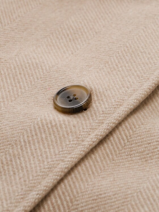 Wool coat with stand-up collar - beige heringbone