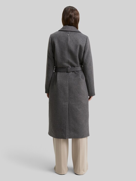 Wool coat with belt - dark anthra melange