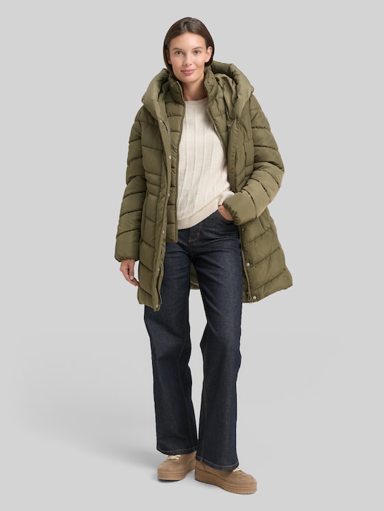 Puffer coat in a 2-in-1 look - jungle soil green