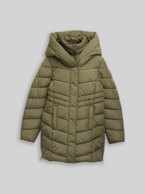 Puffer coat in a 2-in-1 look - jungle soil green