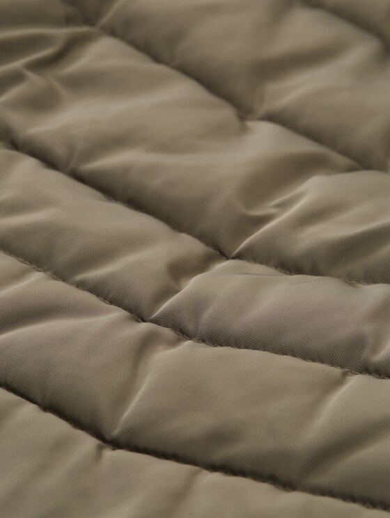Puffer coat with detachable hood - smoke olive
