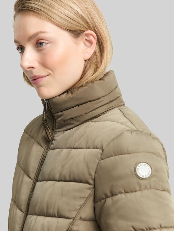 Puffer coat with detachable hood - smoke olive