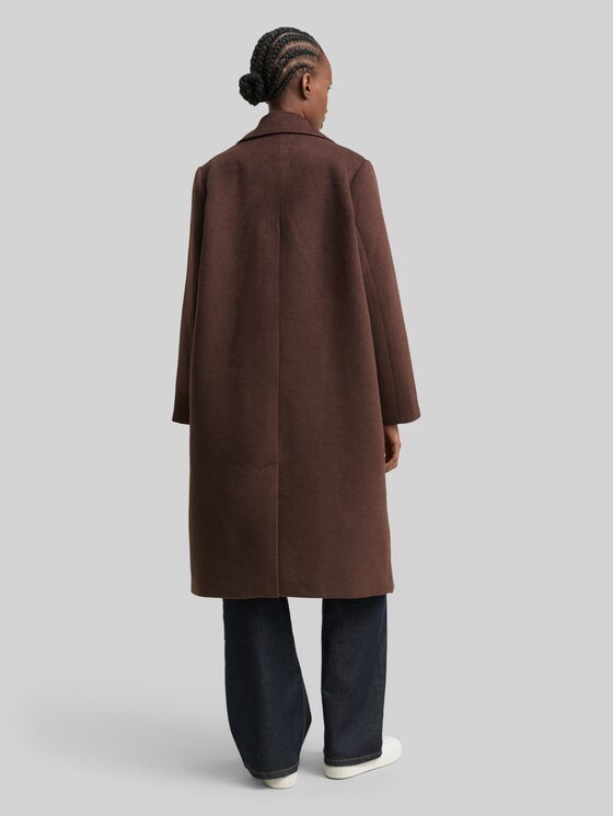 Loose-fit woollen coat - soft chocolate brown