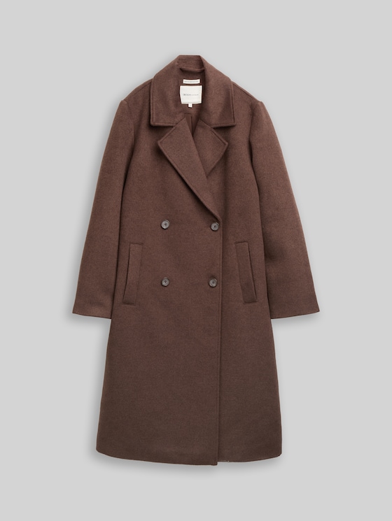 Loose-fit woollen coat - soft chocolate brown
