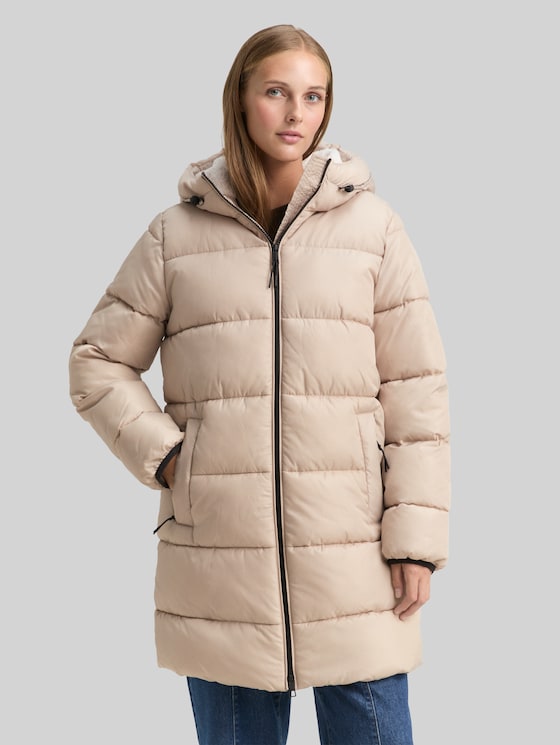 Puffer coat with hood - Cashew Beige