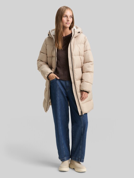 Puffer coat with hood - Cashew Beige