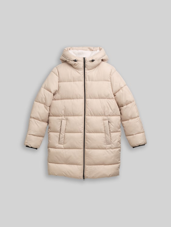 Puffer coat with hood - Cashew Beige