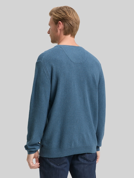 Cotton knitted jumper - real teal melange