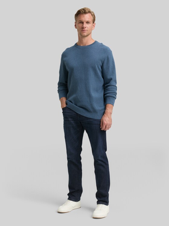 Cotton knitted jumper - real teal melange