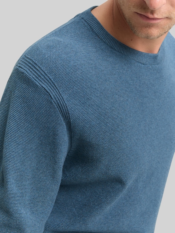 Cotton knitted jumper - real teal melange