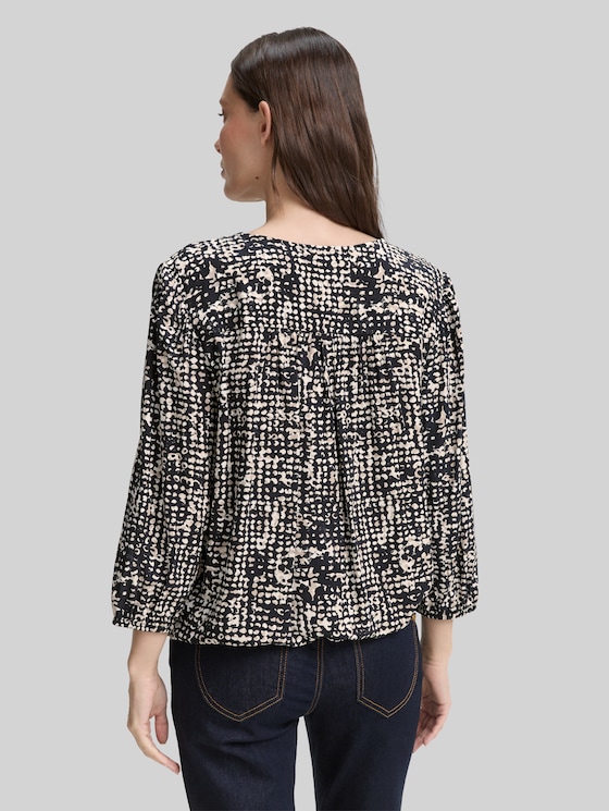 Viscose blouse - navy abstract dot design