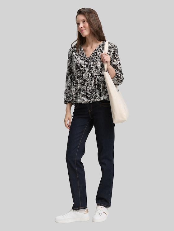 Viscose blouse - navy abstract dot design