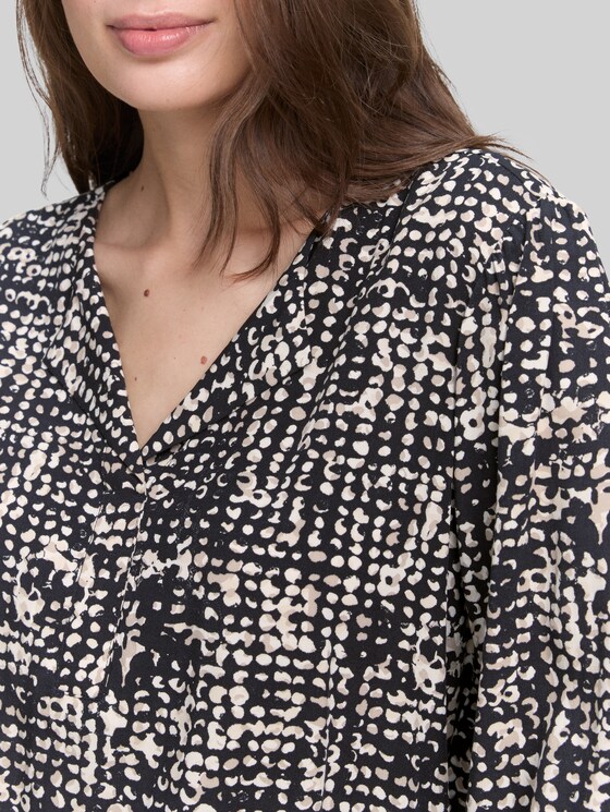 Viscose blouse - navy abstract dot design