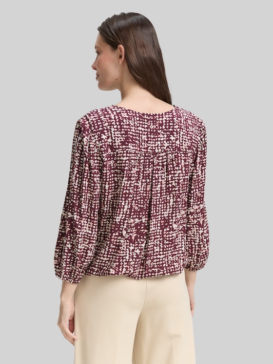 Viscose blouse - dark red abstract dot design