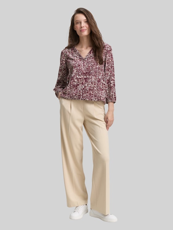 Viscose blouse - dark red abstract dot design
