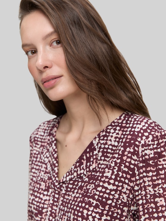 Viscose blouse - dark red abstract dot design