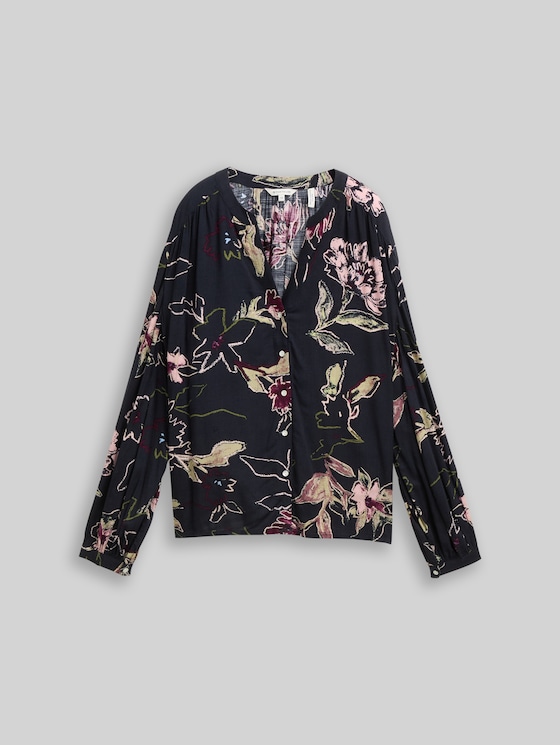 Loose fit blouse with pattern - big flower design