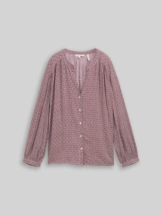 Loose fit blouse with pattern - red geometric minimal design