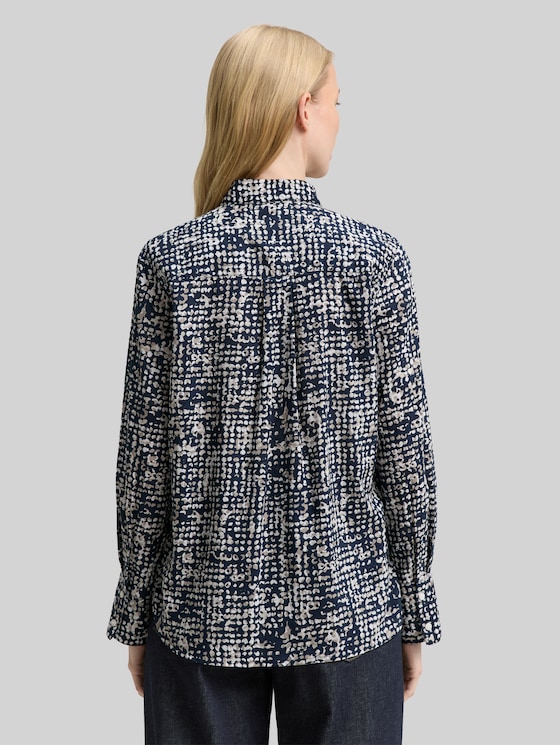 Shirt blouse with pattern - navy abstract dot design