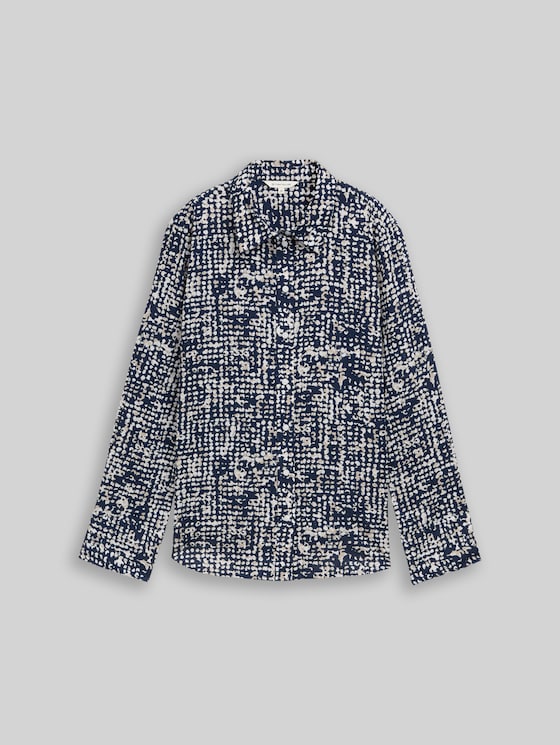 Shirt blouse with pattern - navy abstract dot design