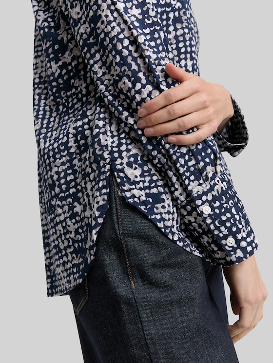 Shirt blouse with pattern - navy abstract dot design
