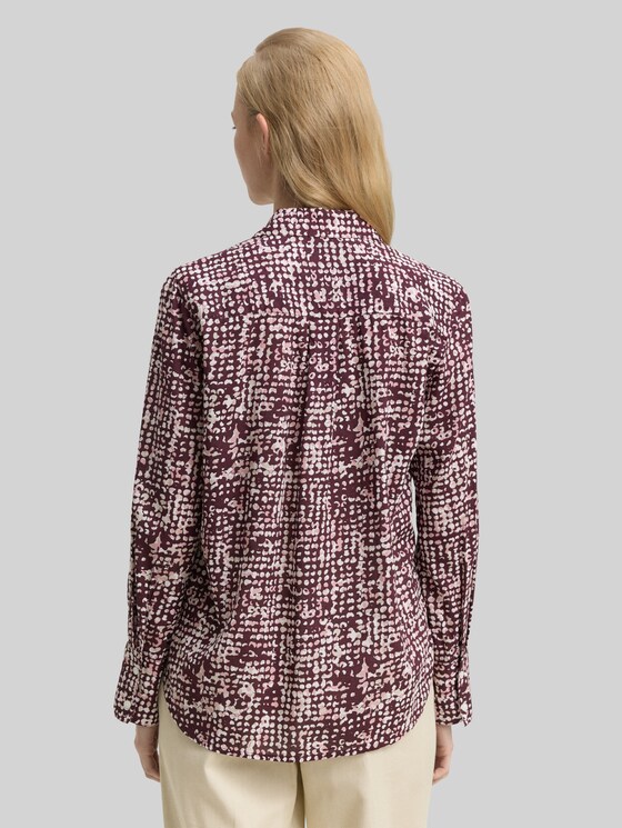 Shirt blouse with pattern - dark red abstract dot design