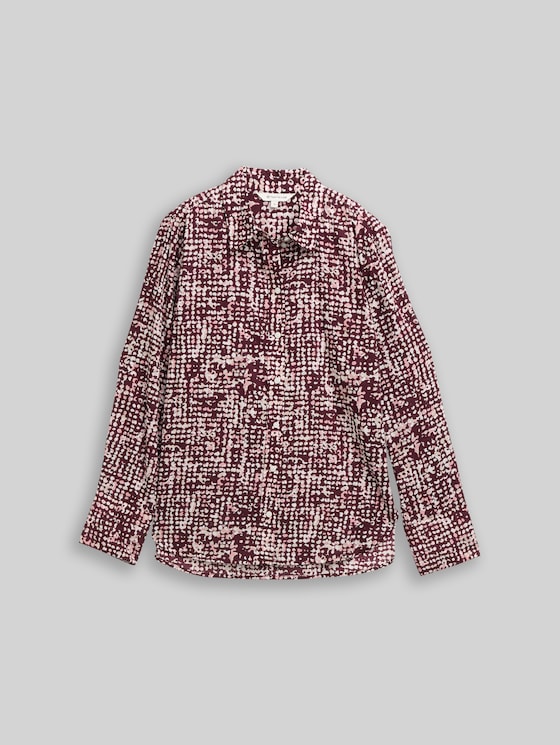 Shirt blouse with pattern - dark red abstract dot design
