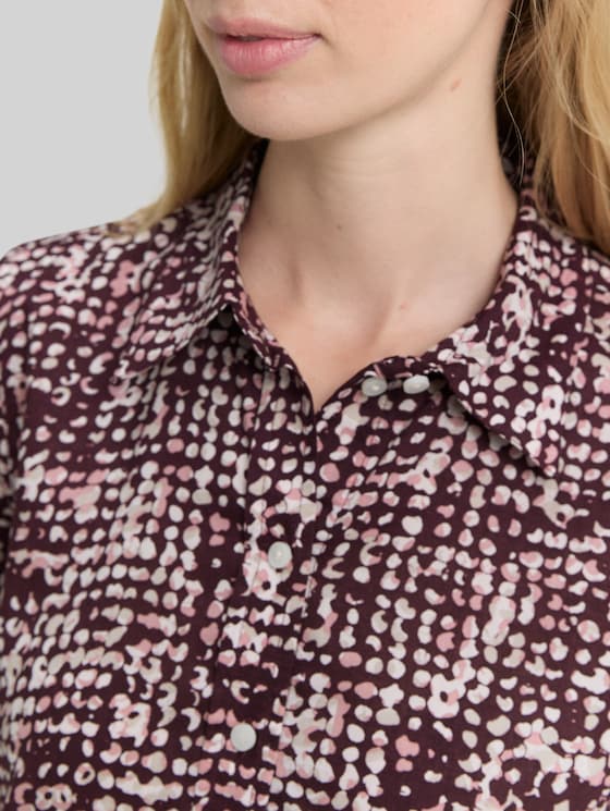 Shirt blouse with pattern - dark red abstract dot design
