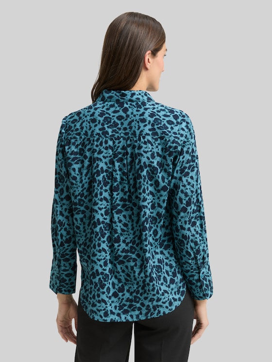 Shirt blouse with pattern - blue black small leo print