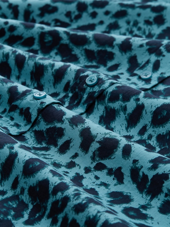 Shirt blouse with pattern - blue black small leo print