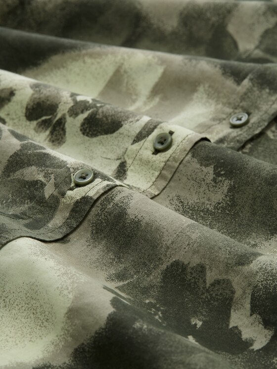 Shirt blouse with pattern - green brushed flower design