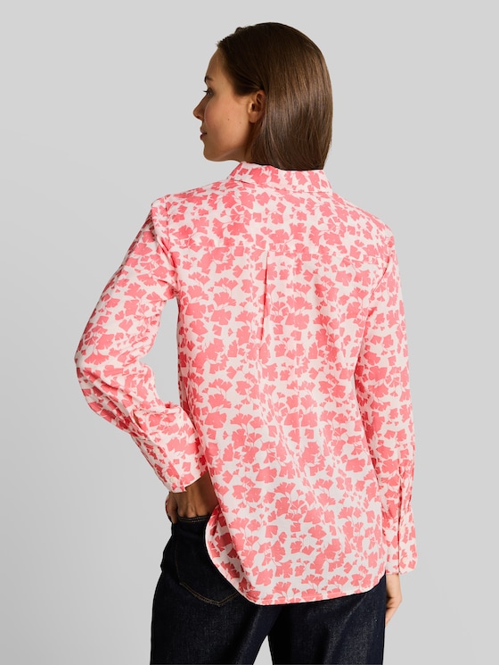 Shirt blouse with pattern - coral pink ginkgo minimal