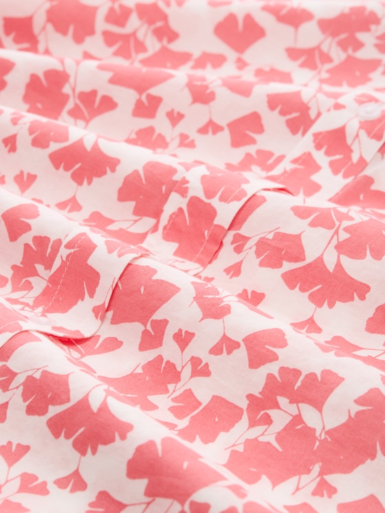 Shirt blouse with pattern - coral pink ginkgo minimal