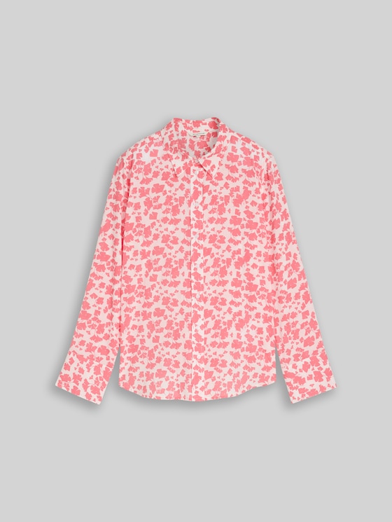 Shirt blouse with pattern - coral pink ginkgo minimal