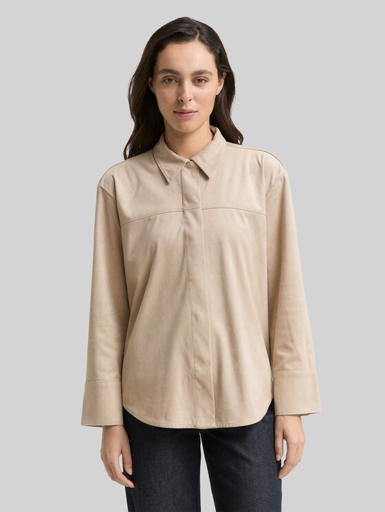 Overshirt in suede look - soft taupe grey