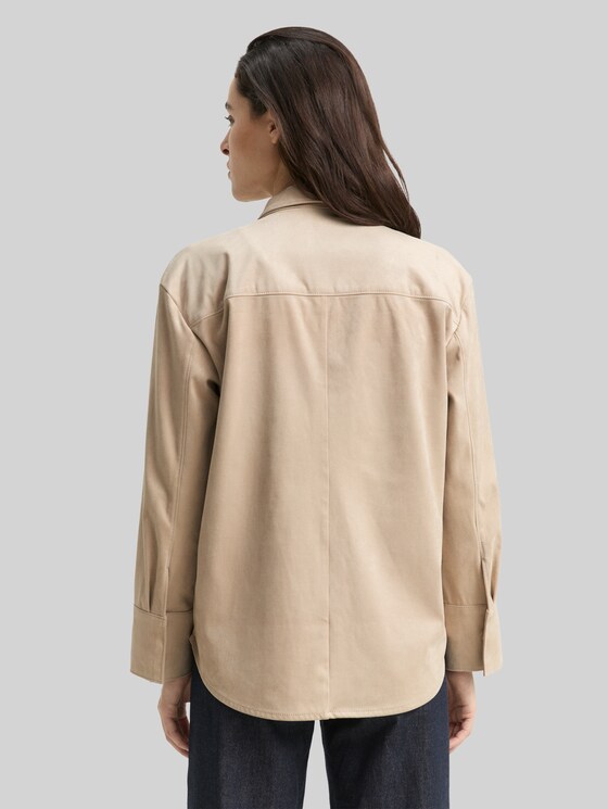 Overshirt in suede look - soft taupe grey