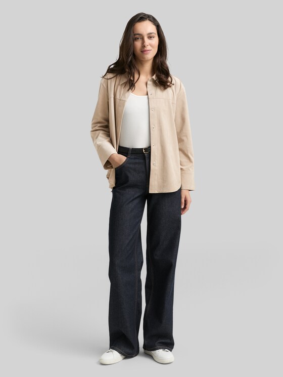 Overshirt in suede look - soft taupe grey