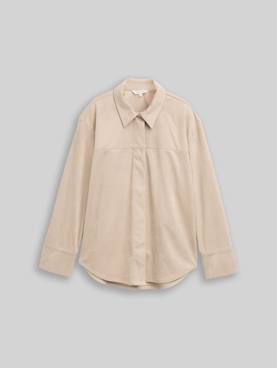 Overshirt in suede look - soft taupe grey