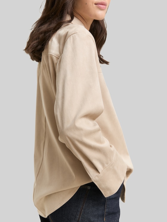 Overshirt in suede look - soft taupe grey