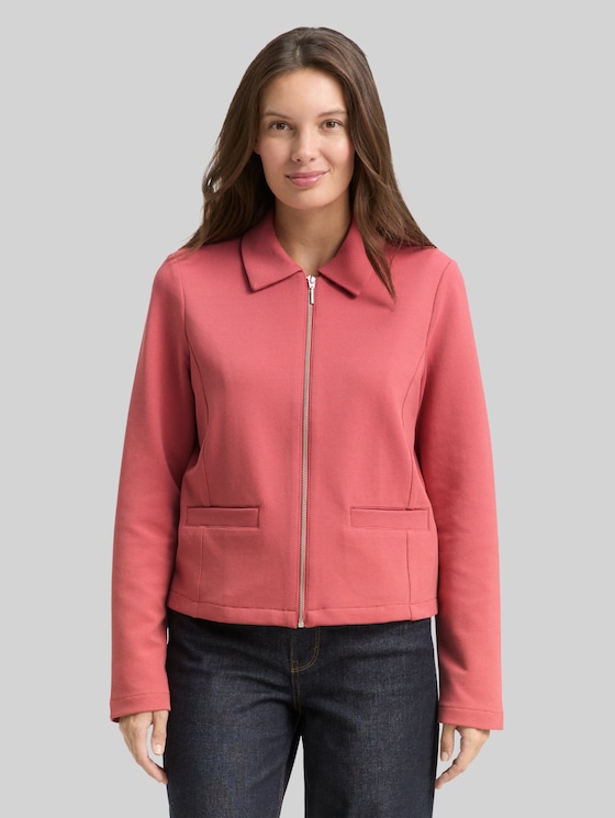 Regular-fit jacket with zip - cozy pink