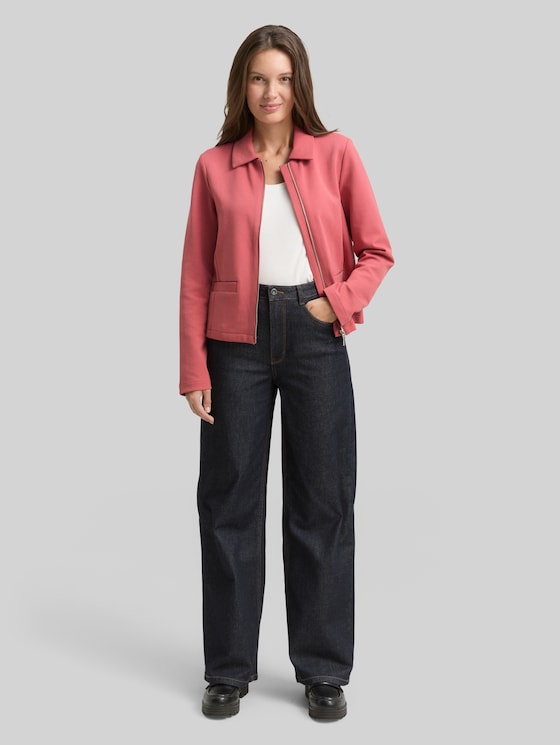 Regular-fit jacket with zip - cozy pink